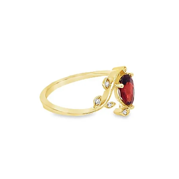 Floral Motif Garnet and Diamond Ring Image 2 Redlands Jewelers Redlands, CA