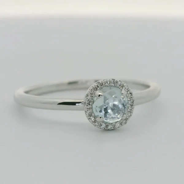 Aquamarine and Diamond Halo Fashion Ring Image 2 Redlands Jewelers Redlands, CA