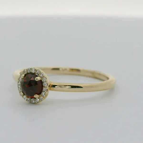 Garnet and Diamond Halo Fashion Ring Image 4 Redlands Jewelers Redlands, CA