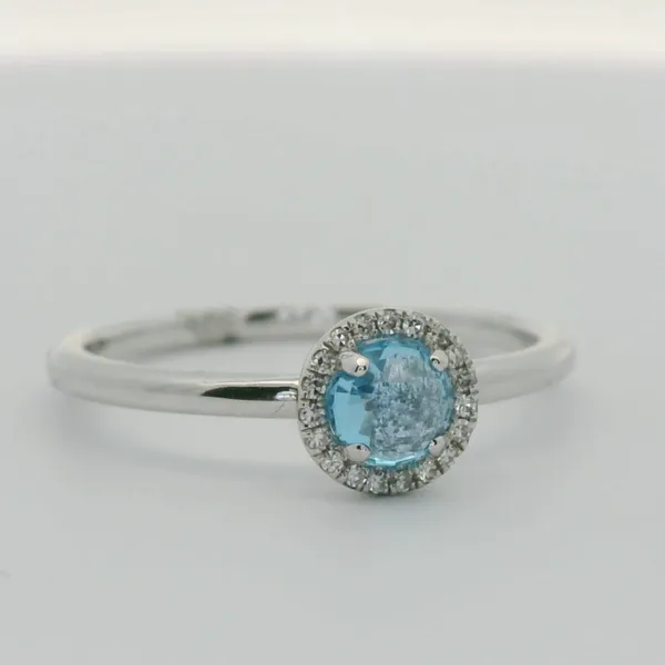Blue Topaz and Diamond Halo Fashion Ring Image 2 Redlands Jewelers Redlands, CA