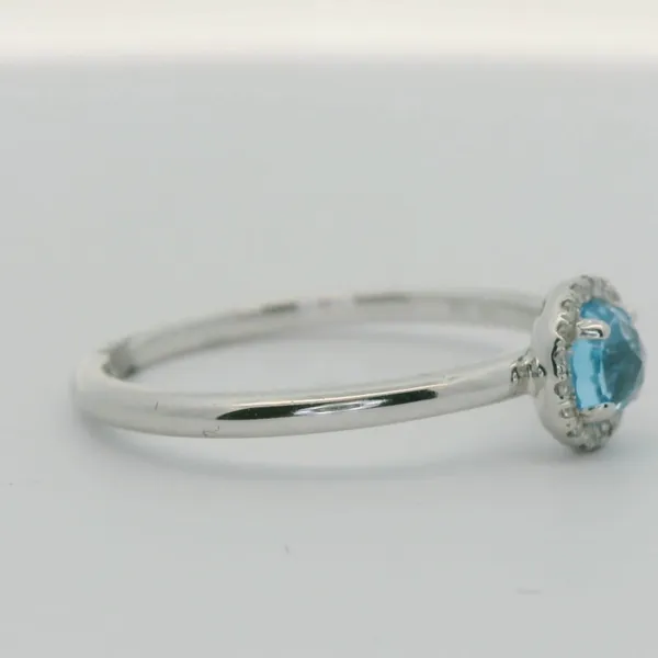 Blue Topaz and Diamond Halo Fashion Ring Image 3 Redlands Jewelers Redlands, CA