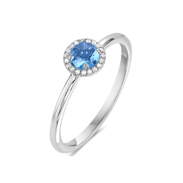 Blue Topaz and Diamond Halo Fashion Ring Redlands Jewelers Redlands, CA