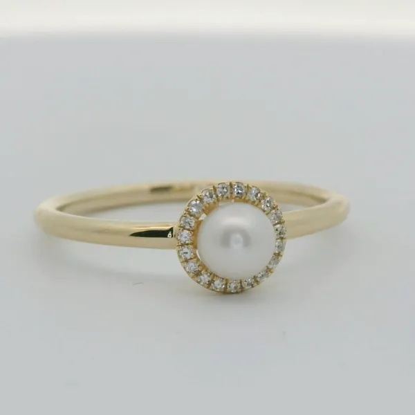 Pearl and Diamond Halo Fashion Ring Image 2 Redlands Jewelers Redlands, CA