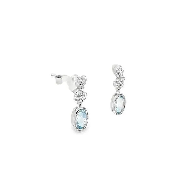 Blue Topaz and Diamond Dangle Earrings Image 2 Redlands Jewelers Redlands, CA