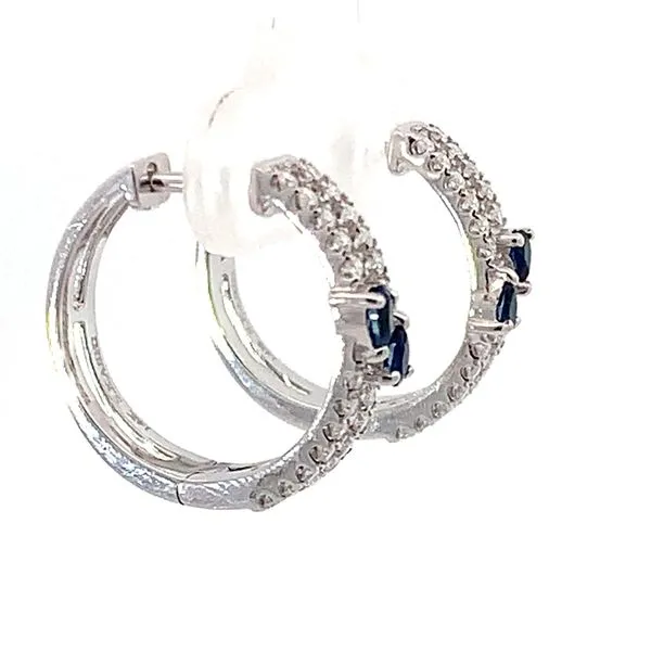 Elegant Sapphire and Diamond Hoops Image 2 Redlands Jewelers Redlands, CA