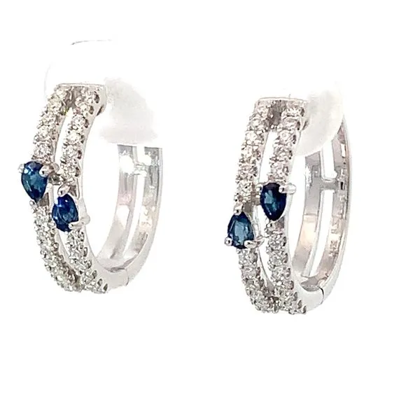 Elegant Sapphire and Diamond Hoops Image 3 Redlands Jewelers Redlands, CA