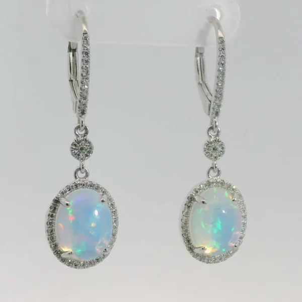 Opal and Diamond Drop Earrings Image 2 Redlands Jewelers Redlands, CA