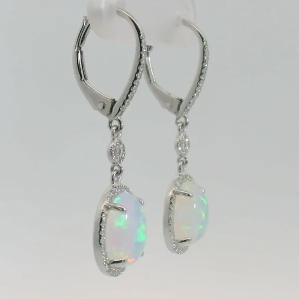 Opal and Diamond Drop Earrings Image 3 Redlands Jewelers Redlands, CA