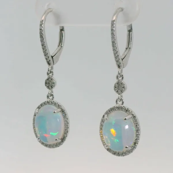 Opal and Diamond Drop Earrings Image 4 Redlands Jewelers Redlands, CA