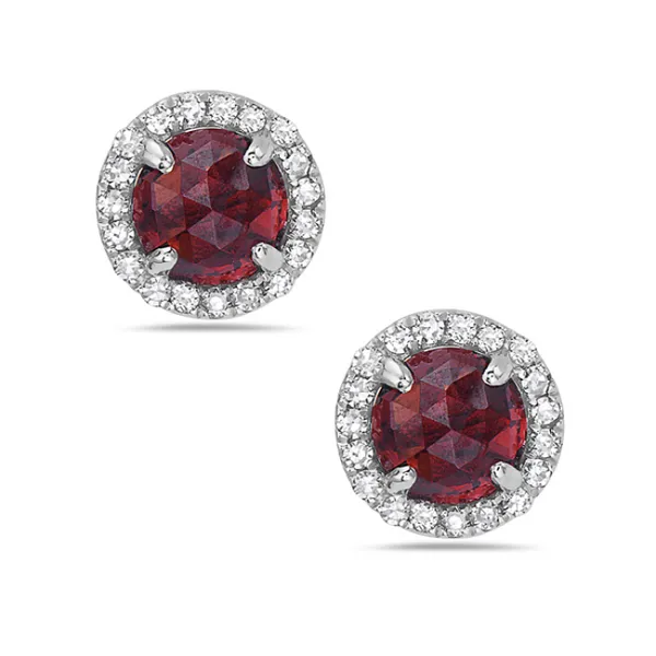 Garnet and Diamond Halo Earrings Redlands Jewelers Redlands, CA