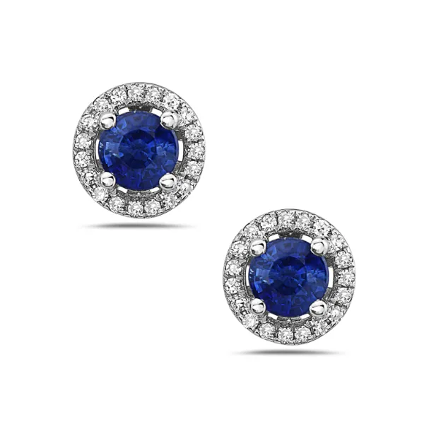 Blue Sapphire and Diamond Halo Earrings Redlands Jewelers Redlands, CA
