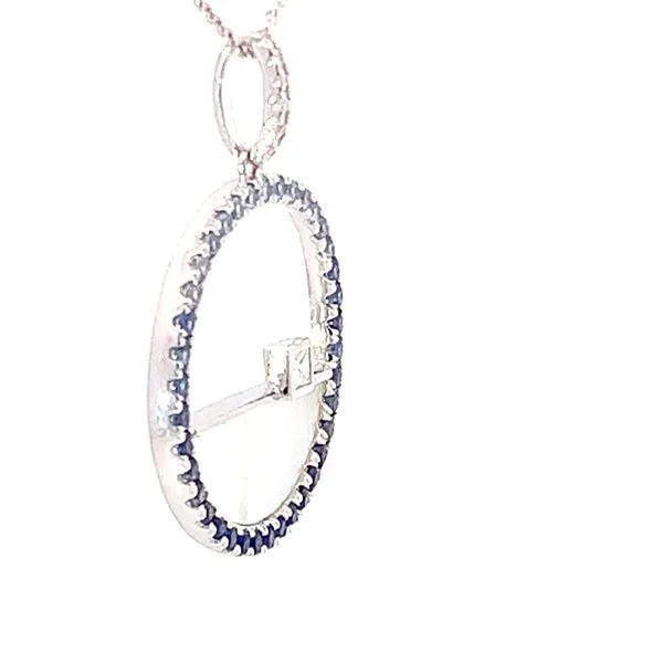 Blue Sapphire, Diamond, and Mother of Pearl Pendant Image 2 Redlands Jewelers Redlands, CA