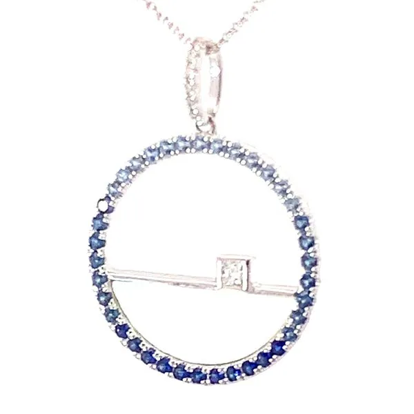 Blue Sapphire, Diamond, and Mother of Pearl Pendant Image 3 Redlands Jewelers Redlands, CA