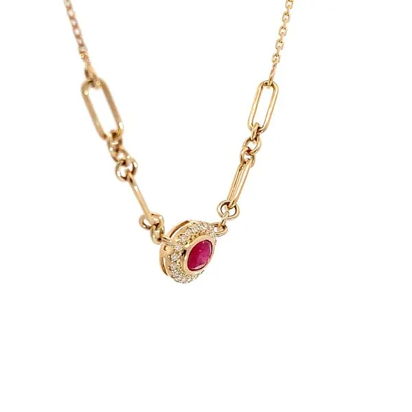 Oval Ruby and Diamond Paperclip Necklace Image 2 Redlands Jewelers Redlands, CA