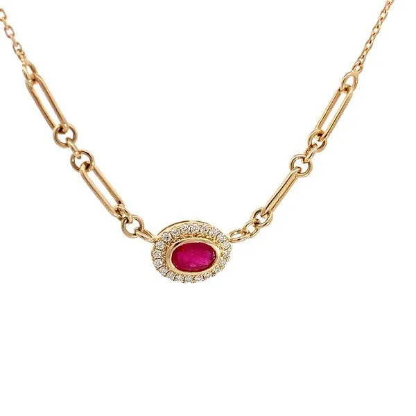 Oval Ruby and Diamond Paperclip Necklace Redlands Jewelers Redlands, CA