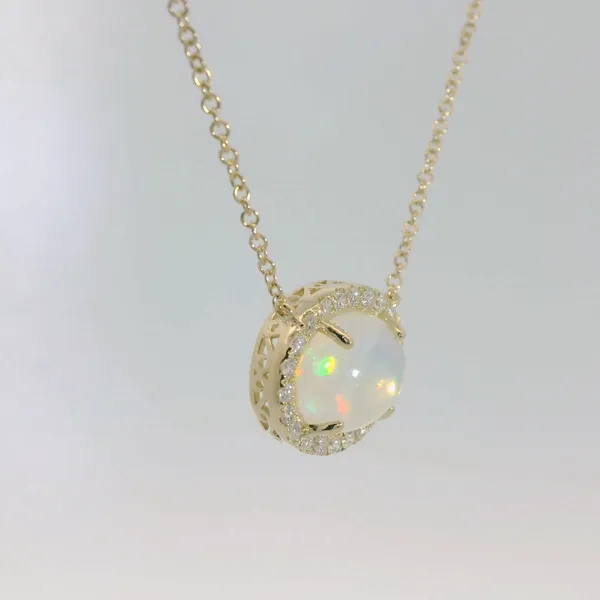 Opal and Diamond Halo Necklace Image 3 Redlands Jewelers Redlands, CA