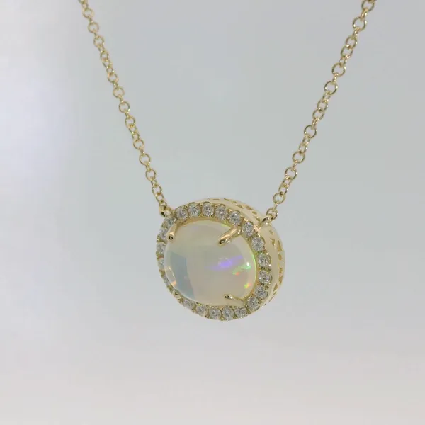 Opal and Diamond Halo Necklace Image 4 Redlands Jewelers Redlands, CA
