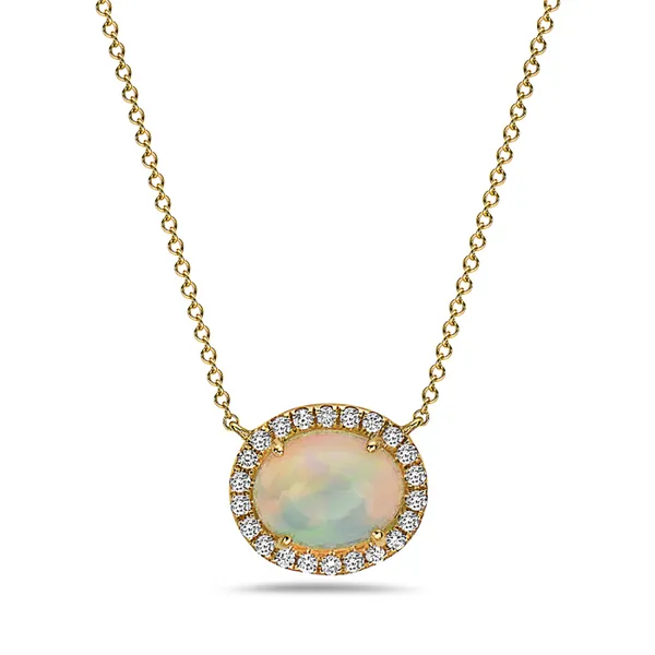 Opal and Diamond Halo Necklace Redlands Jewelers Redlands, CA