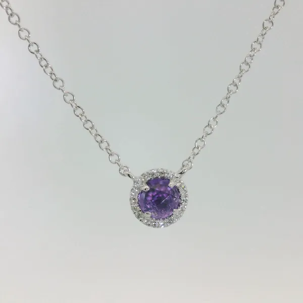 Amethyst and Diamond Halo Necklace Image 2 Redlands Jewelers Redlands, CA