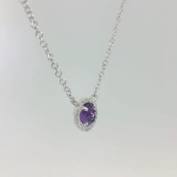 Amethyst and Diamond Halo Necklace Image 3 Redlands Jewelers Redlands, CA