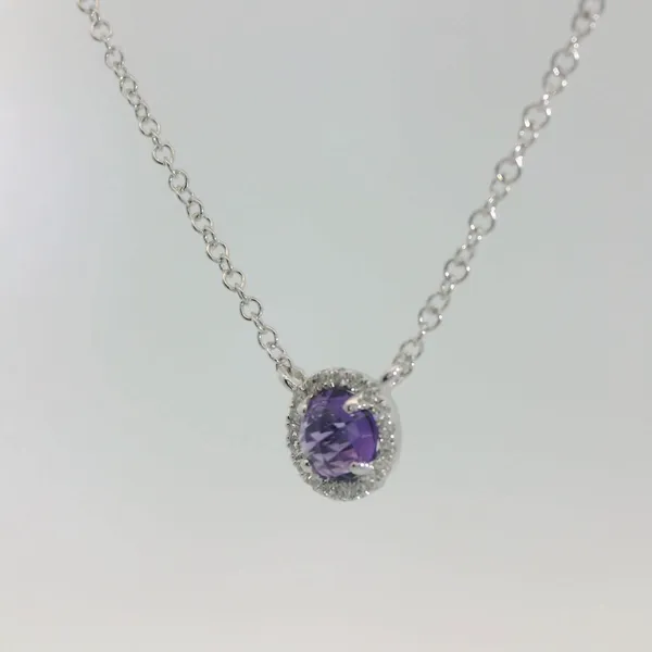 Amethyst and Diamond Halo Necklace Image 4 Redlands Jewelers Redlands, CA