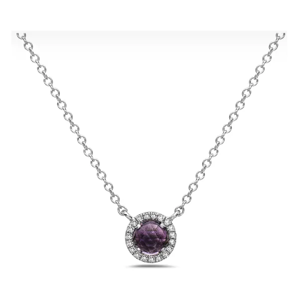 Amethyst and Diamond Halo Necklace Redlands Jewelers Redlands, CA
