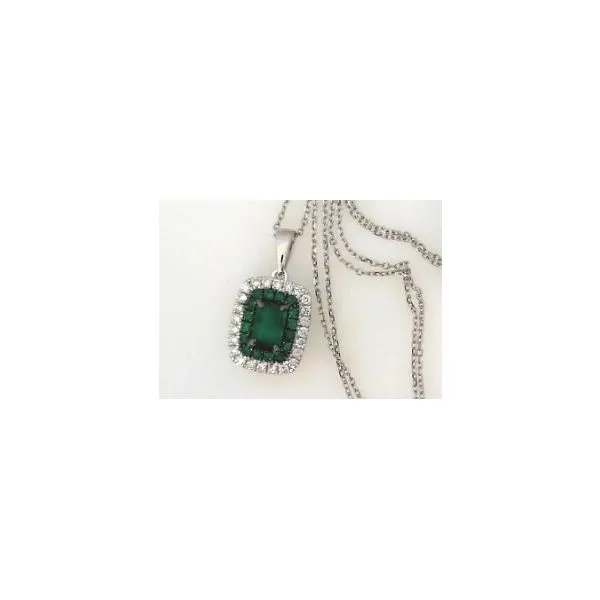 Emerald & Diamond Halo Pendant Necklace Redlands Jewelers Redlands, CA