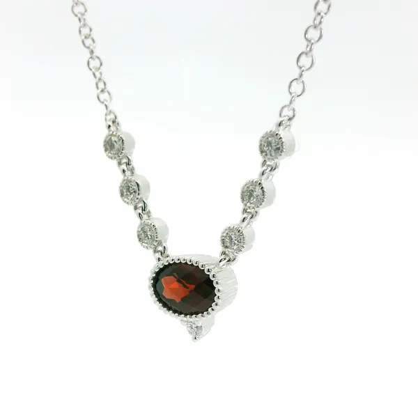 Rose Gold Garnet and Diamond Necklace Image 3 Redlands Jewelers Redlands, CA