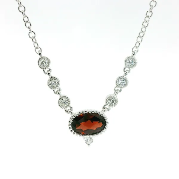 Rose Gold Garnet and Diamond Necklace Redlands Jewelers Redlands, CA