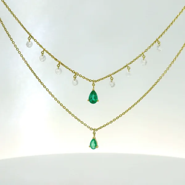 1.12ctw Layered Necklace with Emeralds and Diamonds Redlands Jewelers Redlands, CA