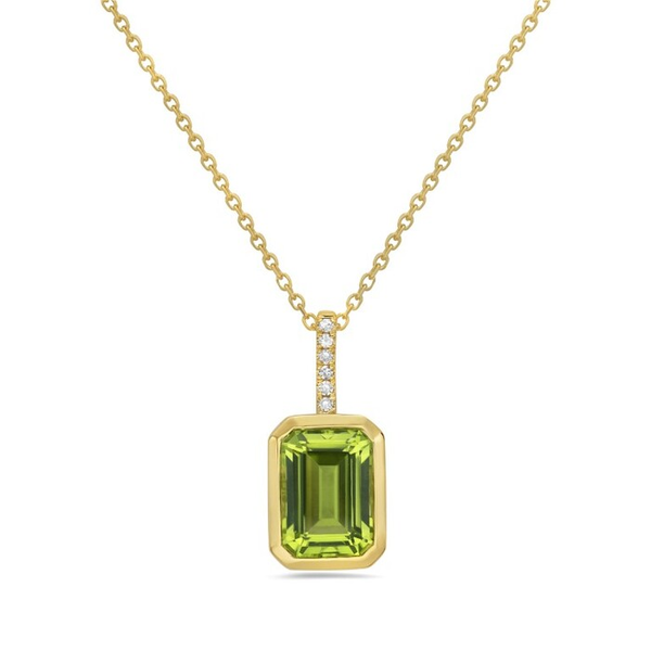 Peridot & Diamond Necklace 14K Yellow Gold Redlands Jewelers Redlands, CA
