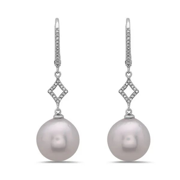 Diamond Pearl Dangle Earrings Redlands Jewelers Redlands, CA