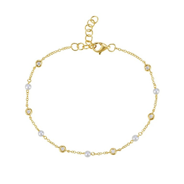 Pearl & Diamond Station Bracelet Redlands Jewelers Redlands, CA
