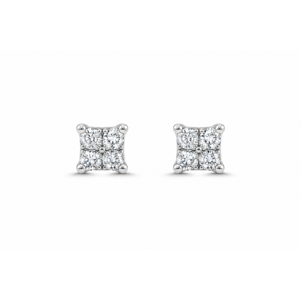 14K White Gold .05 CTW Youth Diamond Cluster Stud Earrings Reed & Sons Sedalia, MO