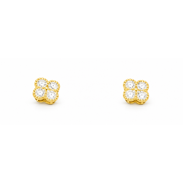 14K Yellow Gold .46 CTW Diamond Clover Stud Earrings Reed & Sons Sedalia, MO