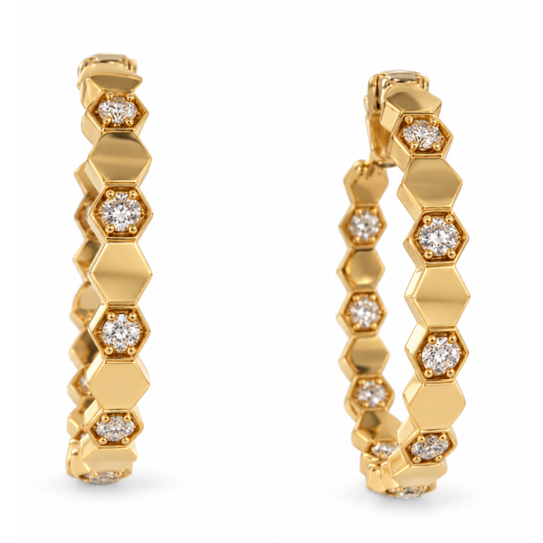 14K Yellow Gold .64 CTW Diamond Hoop Earrings Reed & Sons Sedalia, MO