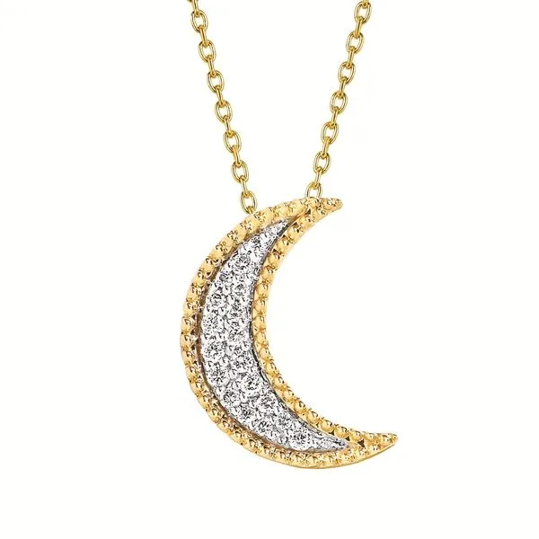 .10Ctw. Diamond Moon Necklace In 14K Yellow Gold With 18