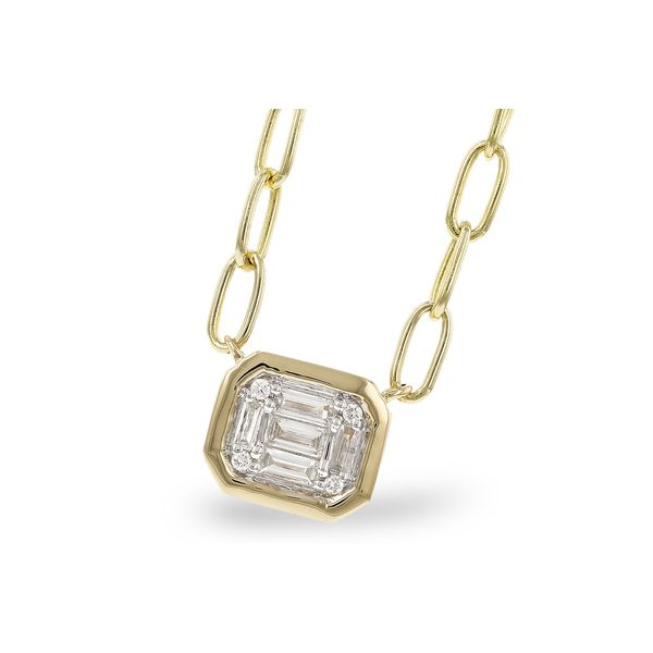 Baguette and round diamond pendant with chain Reed & Sons Sedalia, MO