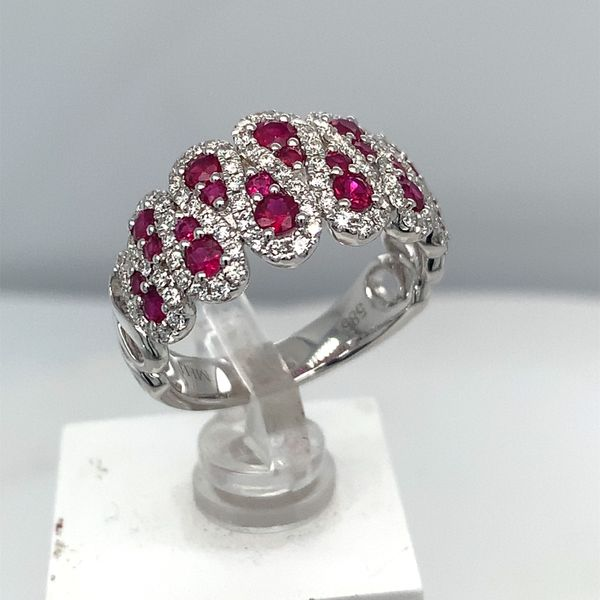 Glamour in Red and White: 14k White Gold Cocktail Ring with Rubies and Diamonds Reed & Sons Sedalia, MO