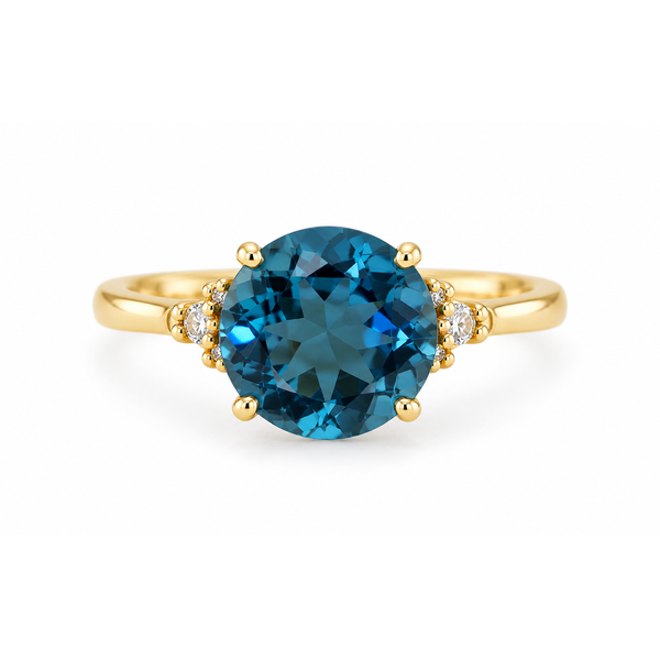 14K Yellow Gold Blue Topaz & Diamond Ring Reed & Sons Sedalia, MO