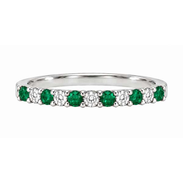 14K White Gold Emerald & Diamond Stacking Band Reed & Sons Sedalia, MO