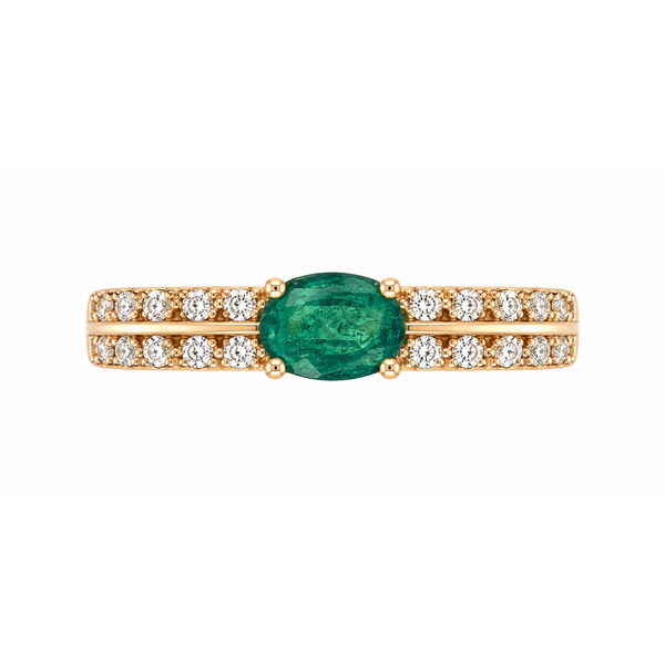 .14K Yellow Gold Oval Emerald & Diamond Ring Reed & Sons Sedalia, MO