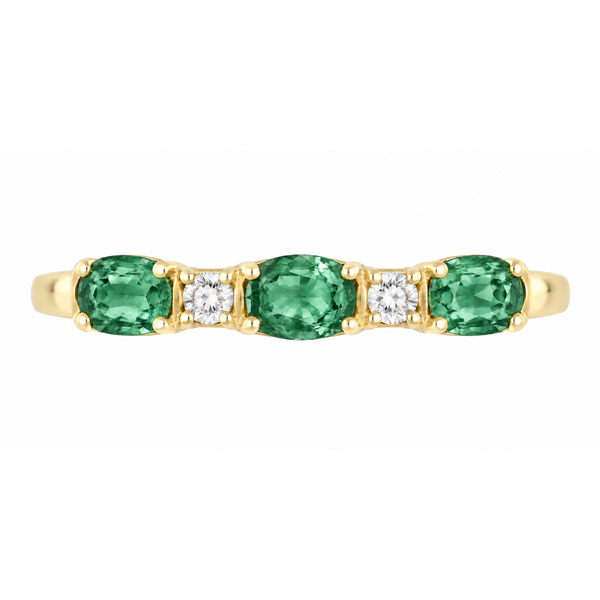 14K Yellow Gold Oval Emerald & Diamond Band Reed & Sons Sedalia, MO