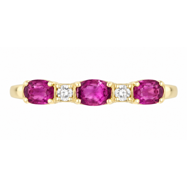 14K Yellow Gold Oval Ruby & Diamond Band Reed & Sons Sedalia, MO
