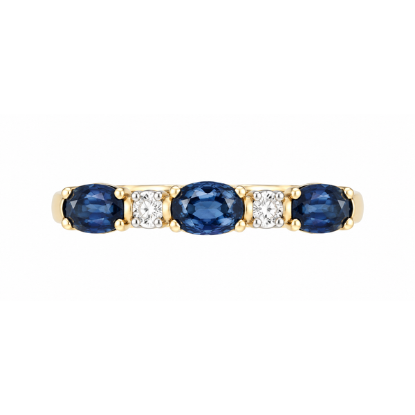 14K Yellow Gold Oval Sapphire & Diamond Band Reed & Sons Sedalia, MO