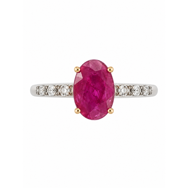 14K Yellow Gold Oval Ruby & Diamond Ring Reed & Sons Sedalia, MO