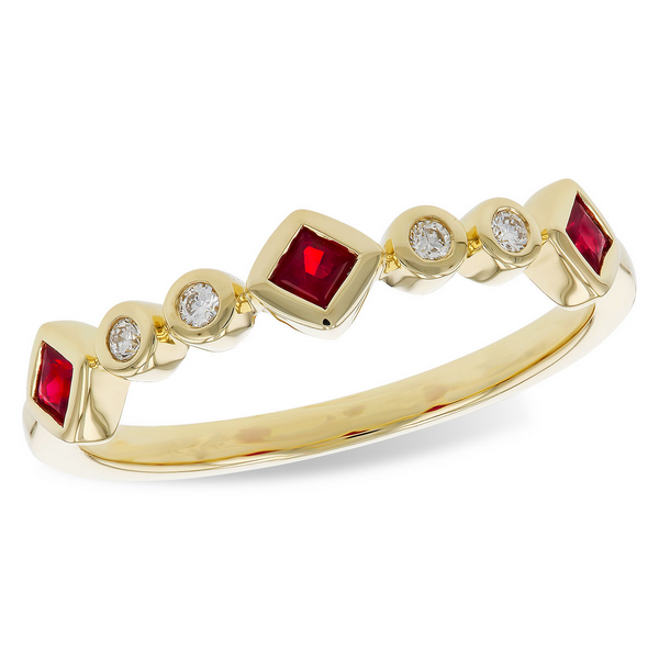 14K Yellow Gold Ruby & Diamond Stacking Band Reed & Sons Sedalia, MO