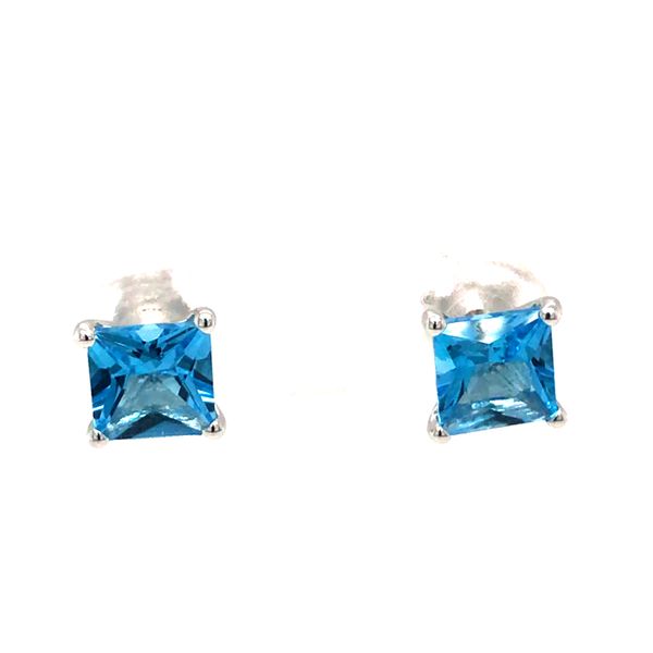 Swiss Blue Topaz square cut stud earrings Reed & Sons Sedalia, MO