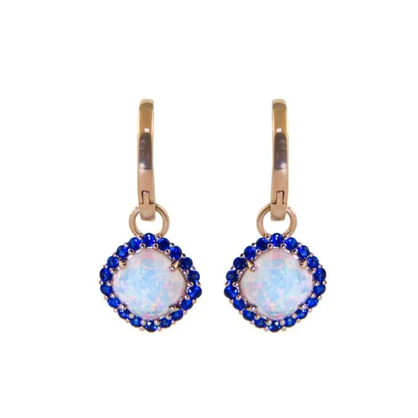 Opal Sapphire Dangle Hoop Earrings