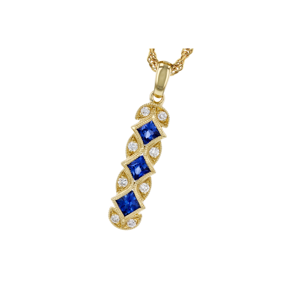 14K Yellow Gold Sapphire & Diamond Geometric Pendant Reed & Sons Sedalia, MO